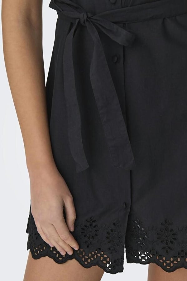 Only ONLEA S/L LONG SLIT DRESS JRS Siyah Kadın Elbise