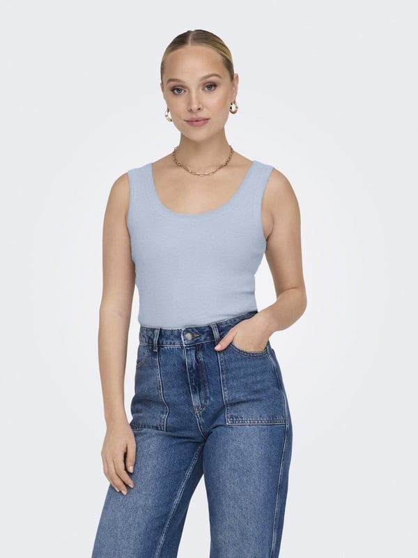 Only ONLEASY S/L TANK TOP JRS Açık Mavi Kadın T-Shirt