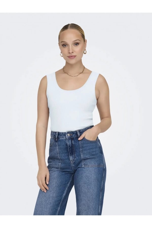 Only ONLEASY S/L TANK TOP JRS Beyaz Kadın T-Shirt
