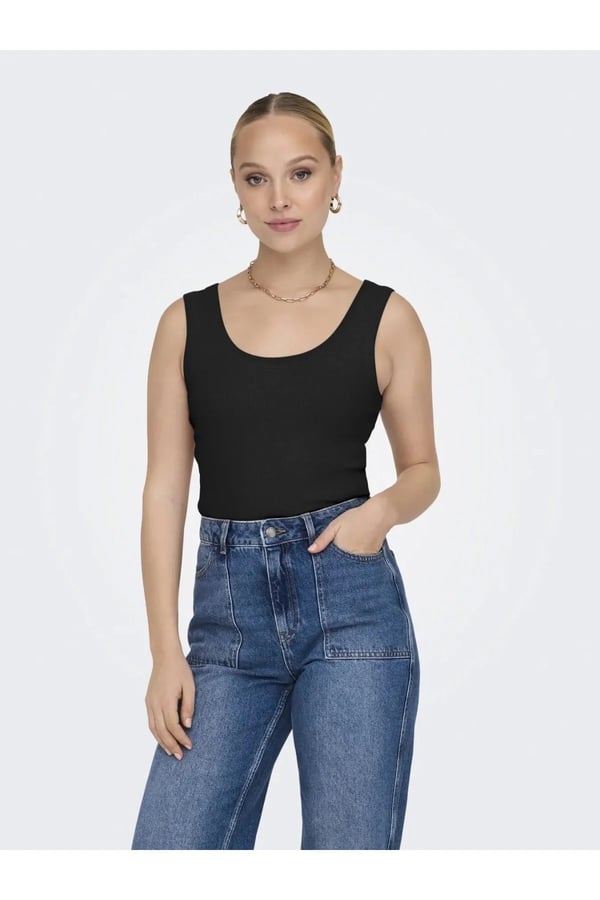 Only ONLEASY S/L TANK TOP JRS Siyah Kadın T-Shirt