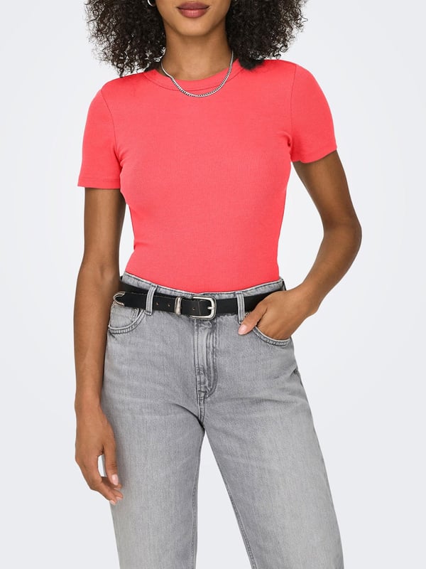 Only ONLEASY S/S O-NECK TOP BOX JRS Mercan Kadın T-Shirt