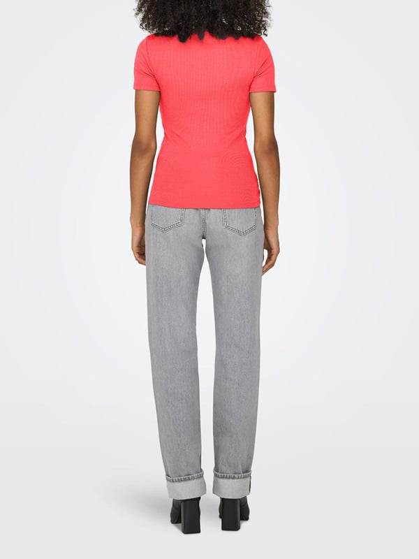 Only ONLEASY S/S O-NECK TOP BOX JRS Mercan Kadın T-Shirt