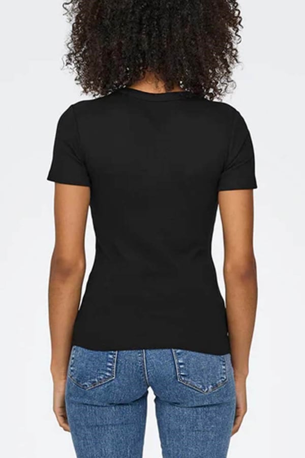 Only ONLEASY S/S O-NECK TOP BOX JRS Siyah Kadın T-Shirt