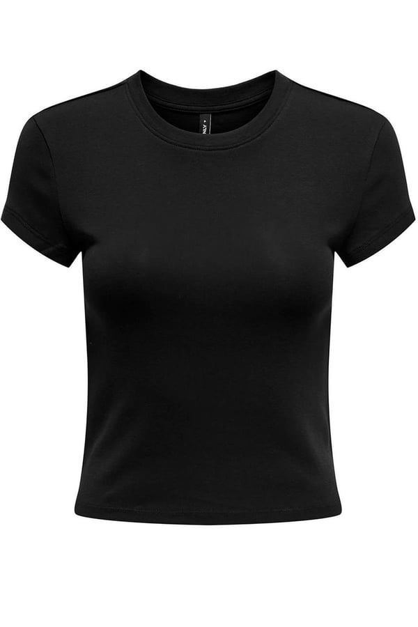 Only ONLELINA S/S O-NECK SHORT TOP JRS NOOS Siyah Kadın T-Shirt