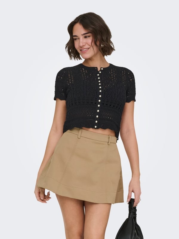 Only ONLELKE LIFE SS PEARL CARDIGAN CC KNT Siyah Kadın Hırka