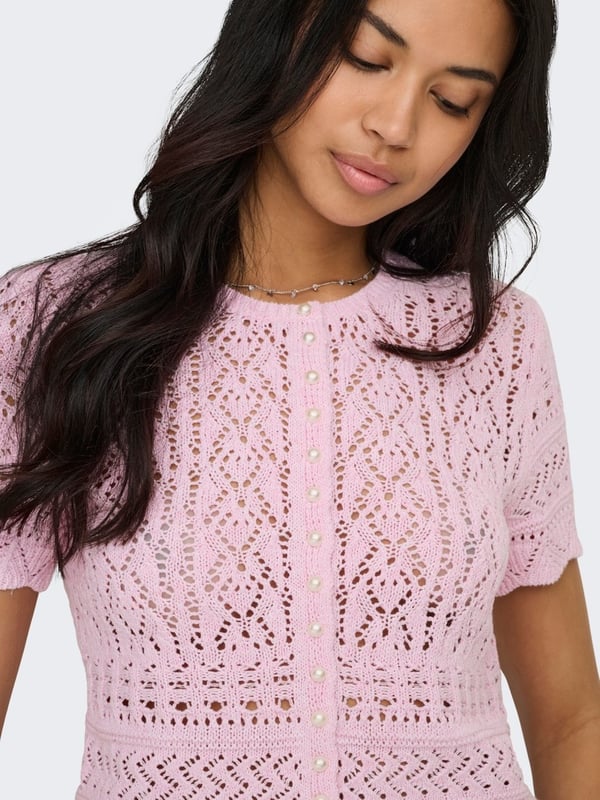 Only ONLELKE LIFE SS PEARL CARDIGAN CC KNT Pembe Kadın Hırka