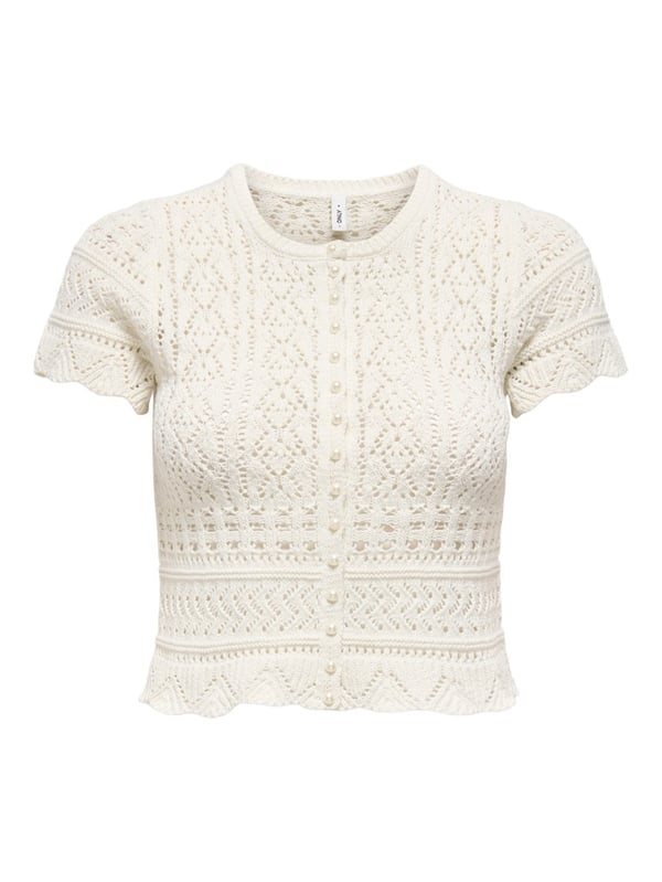 Only ONLELKE LIFE SS PEARL CARDIGAN CC KNT Kırık Beyaz Kadın Hırka