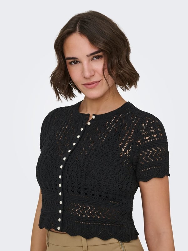 Only ONLELKE LIFE SS PEARL CARDIGAN CC KNT Siyah Kadın Hırka