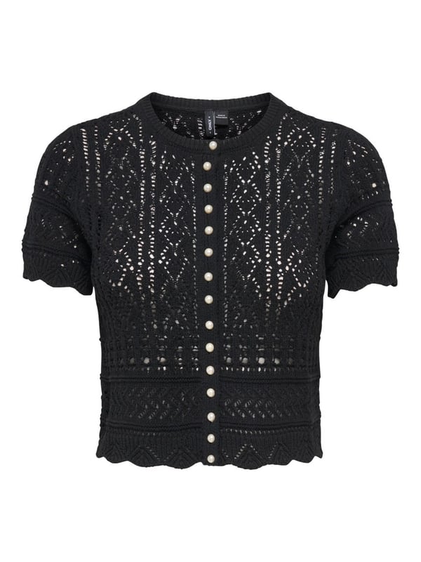 Only ONLELKE LIFE SS PEARL CARDIGAN CC KNT Siyah Kadın Hırka