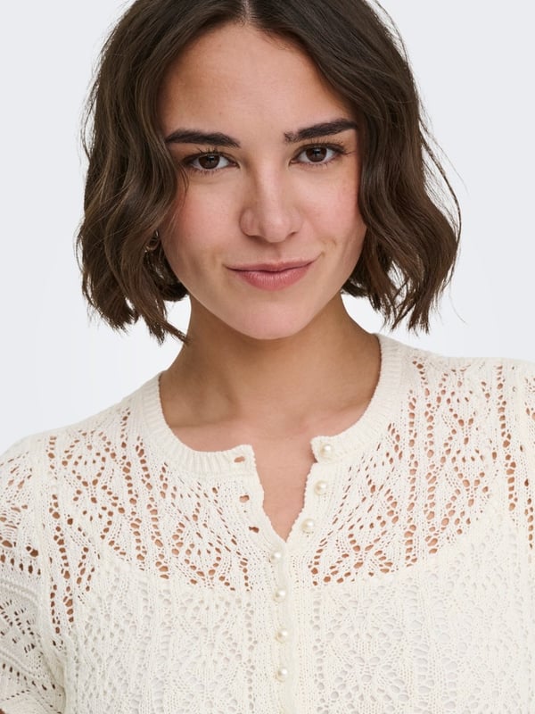 Only ONLELKE LIFE SS PEARL CARDIGAN CC KNT Kırık Beyaz Kadın Hırka