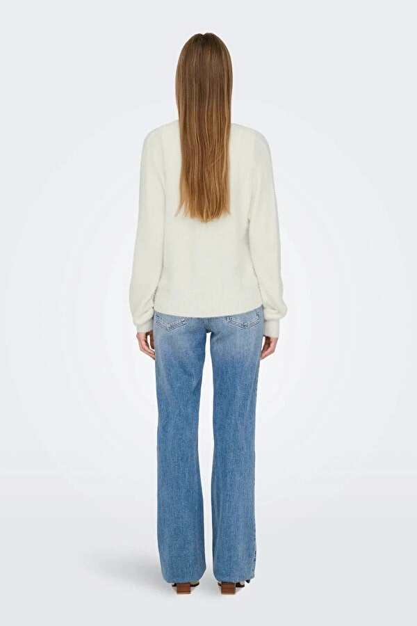 Only ONLELLA PIUMO LS CARDIGAN KNT Beyaz Kadın Hırka