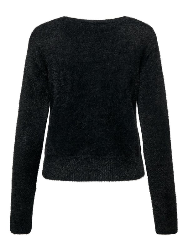 Only ONLELLA PIUMO LS V-NECK KNT Siyah Kadın Kazak