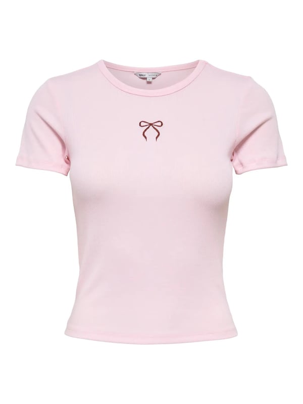 Only ONLELVA JUNE EMB S/S TEE JRS NOOS Pembe Kadın T-Shirt