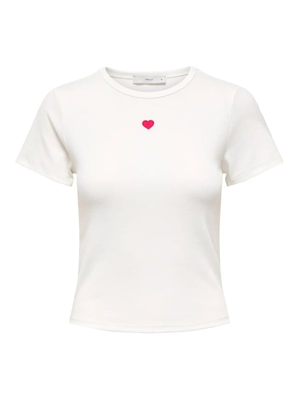 Only ONLELVA JUNE EMB S/S TEE JRS NOOS Beyaz Kadın T-Shirt