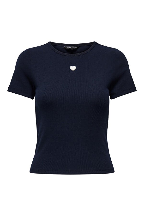 Only ONLELVA JUNE EMB S/S TEE JRS NOOS Lacivert Kadın T-Shirt