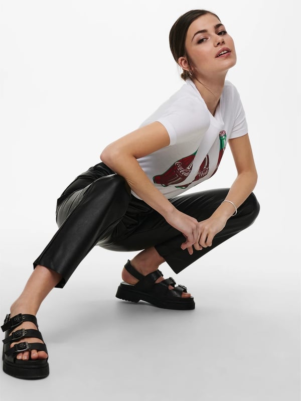 Only ONLEMILY HW ST ANK FAUX LEATHER PNT NOOS Siyah Kadın Pantolon