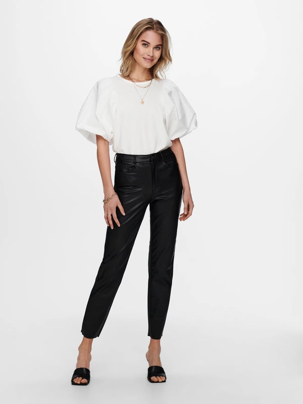 Only ONLEMILY HW ST ANK FAUX LEATHER PNT NOOS Siyah Kadın Pantolon