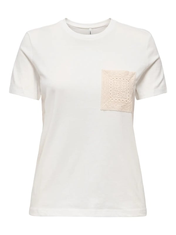Only ONLENJA S/S O-NECK POCKET TOP JRS Beyaz Kadın T-Shirt