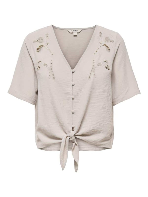 Only ONLEVALOU METTE 2/4 KNOT TOP WVN Bej Kadın Bluz