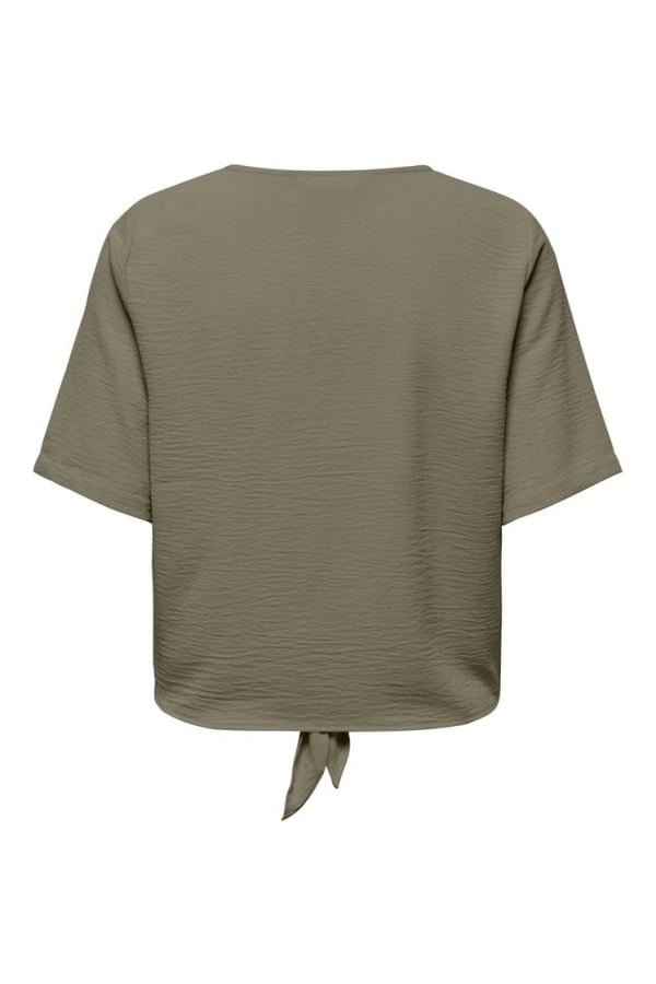 Only ONLEVALOU METTE 2/4 KNOT TOP WVN Haki Kadın Bluz