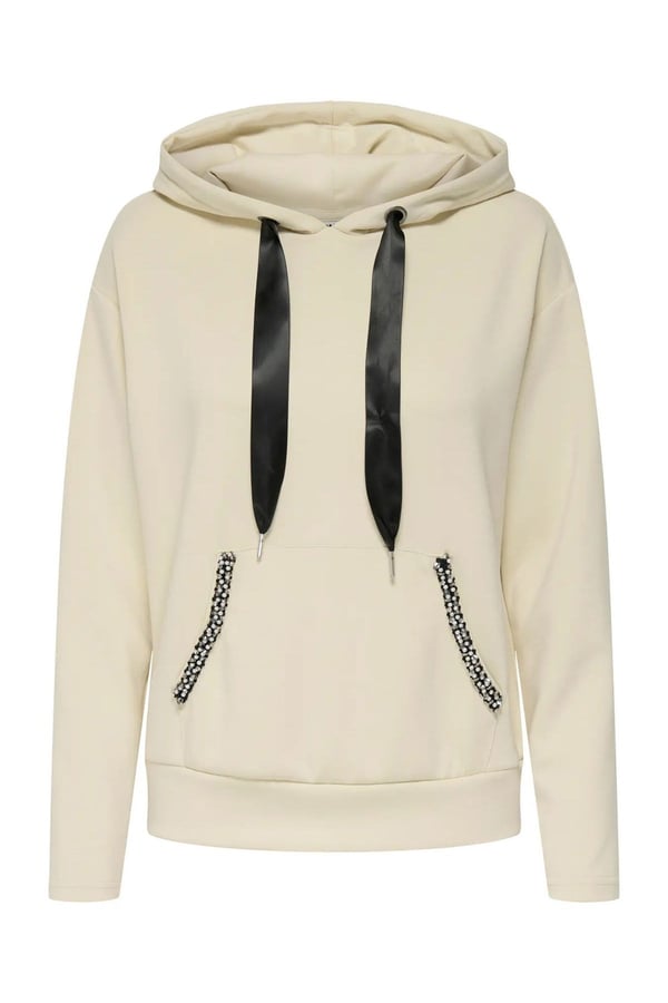 Only ONLFANCY L/S HOOD STRING SWT Bej Kadın Sweatshirt
