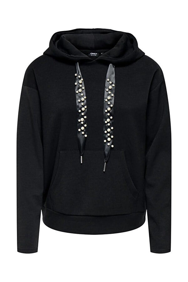 Only ONLFANCY L/S HOOD STRING SWT Siyah Kadın Sweatshirt
