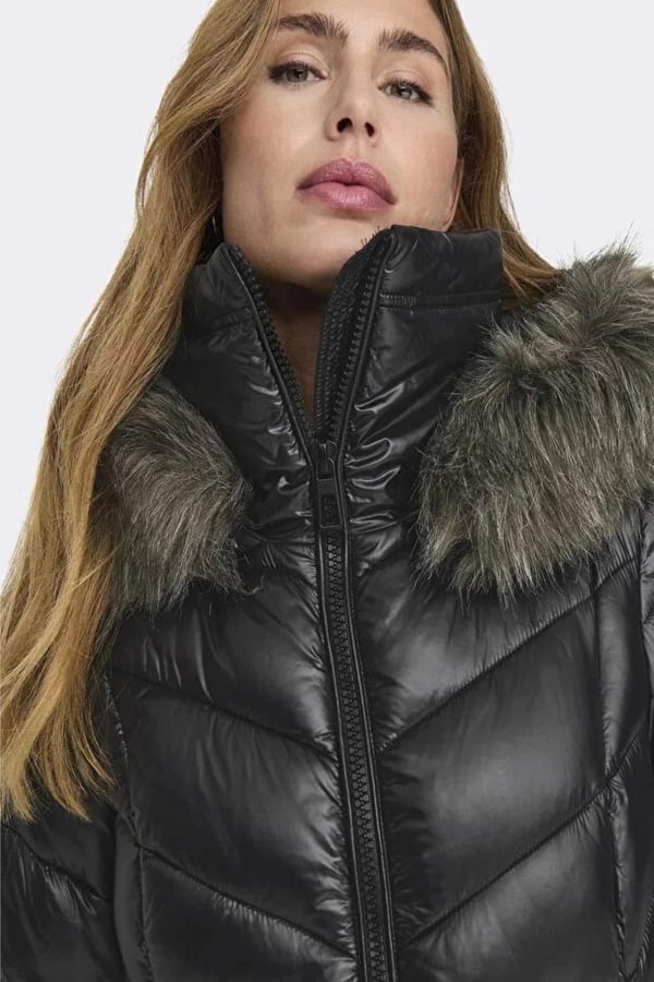 Only ONLFEVER PUFFER COAT LIFE CC OTW Siyah Kadın Mont