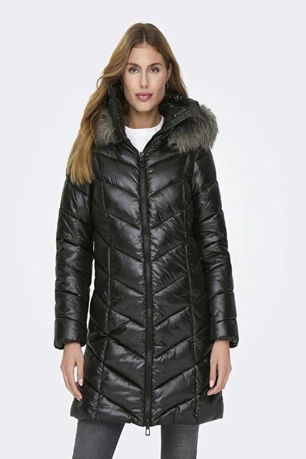 Only ONLFEVER PUFFER COAT LIFE CC OTW Siyah Kadın Mont