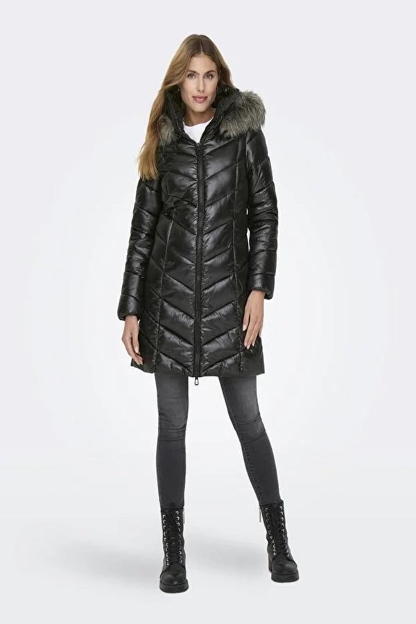Only ONLFEVER PUFFER COAT LIFE CC OTW Siyah Kadın Mont