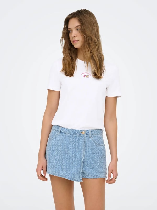 Only ONLFOODIE REG S/S TOP BOX JRS Beyaz Kadın T-Shirt
