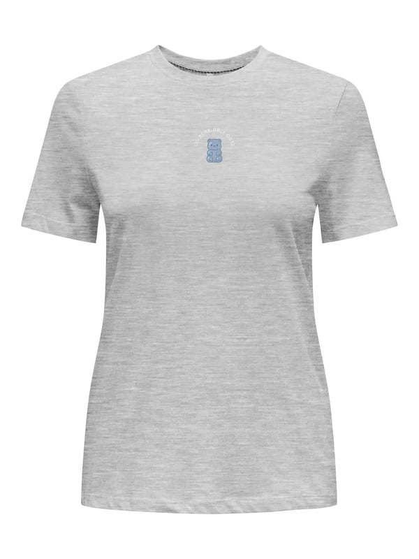 Only ONLFOODIE REG S/S TOP BOX JRS Gri Kadın T-Shirt