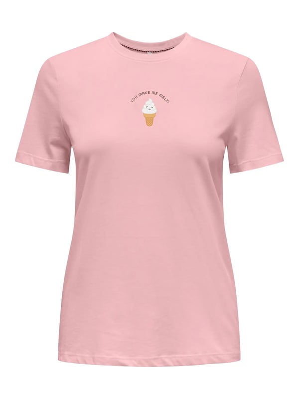 Only ONLFOODIE REG S/S TOP BOX JRS Pembe Kadın T-Shirt
