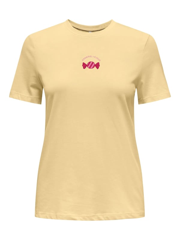 Only ONLFOODIE REG S/S TOP BOX JRS Sarı Kadın T-Shirt