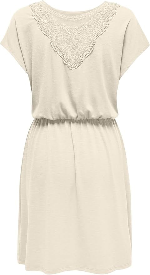 Only ONLFREDA BATSLEEVE O-NECK MIX DRESS JRS Beyaz Kadın Elbise