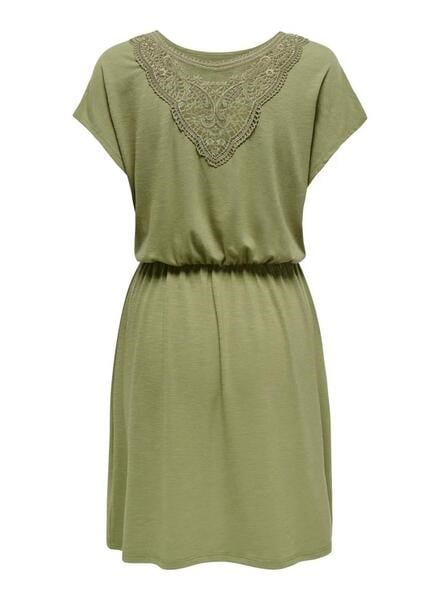 Only ONLFREDA BATSLEEVE O-NECK MIX DRESS JRS Haki Kadın Elbise