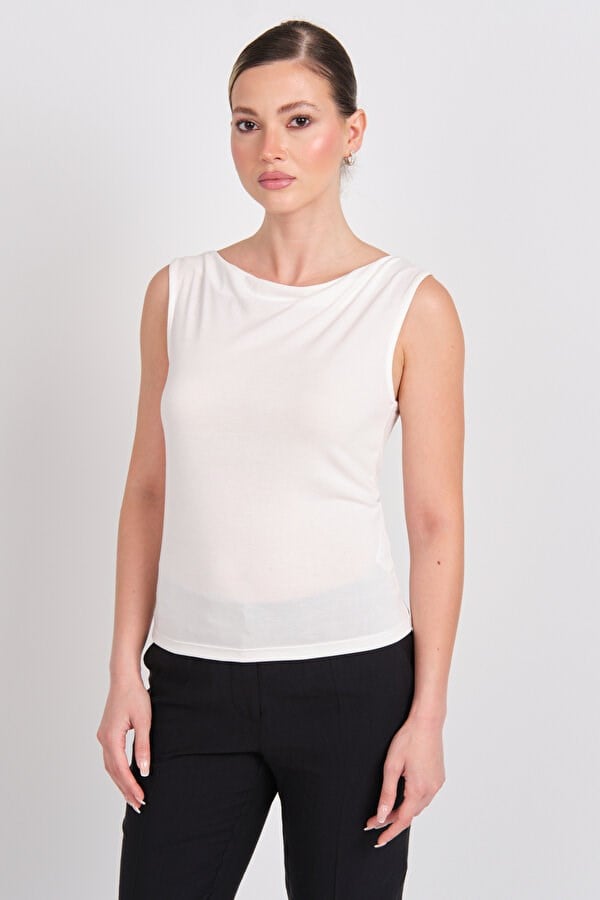 Only ONLFREE LIFE S/L  DRAPING NECK TOP JRS Beyaz Kadın T-Shirt