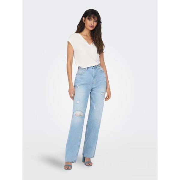 Only ONLFREE LIFE S/S MODAL STITCH TOP JRS Beyaz Kadın T-Shirt