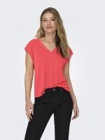 Only ONLFREE LIFE S/S MODAL STITCH TOP JRS Mercan Kadın T-Shirt