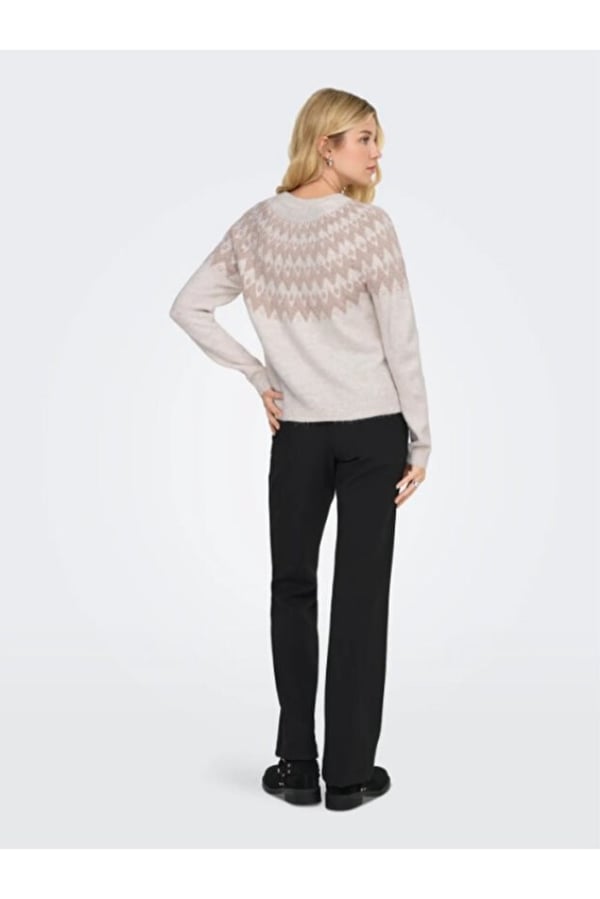 Only ONLFRY LS JQ GLITTER O-NECK CC KNT Bej Kadın Kazak
