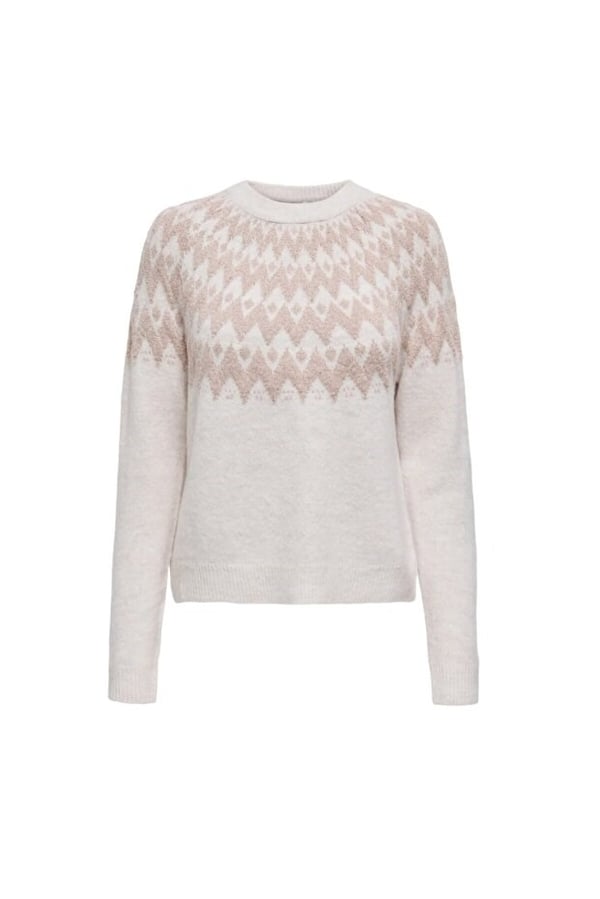 Only ONLFRY LS JQ GLITTER O-NECK CC KNT Bej Kadın Kazak