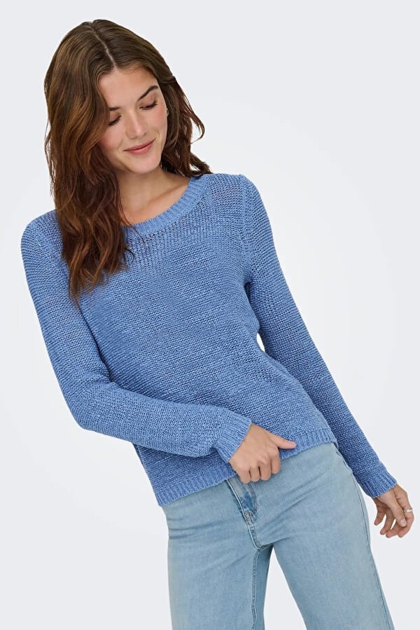 Only ONLGEENA XO L/S PULLOVER KNT NOOS Mavi Kadın Kazak