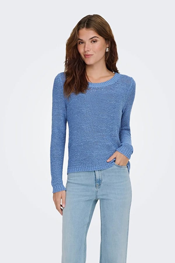 Only ONLGEENA XO L/S PULLOVER KNT NOOS Mavi Kadın Kazak