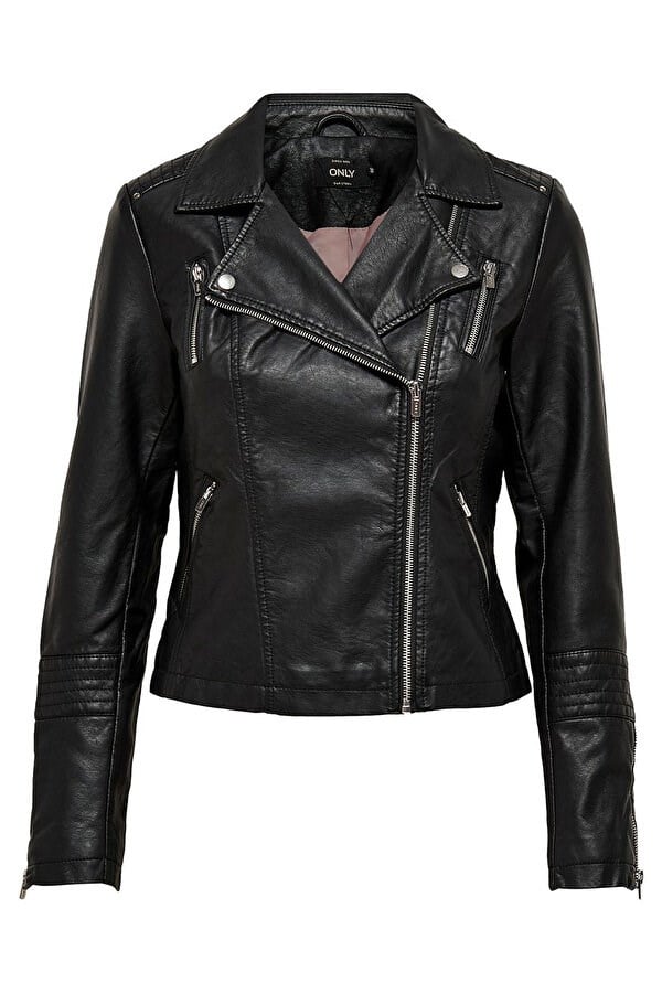 Only ONLGEMMA FAUX LEATHER BIKER OTW NOOS Siyah Kadın Ceket