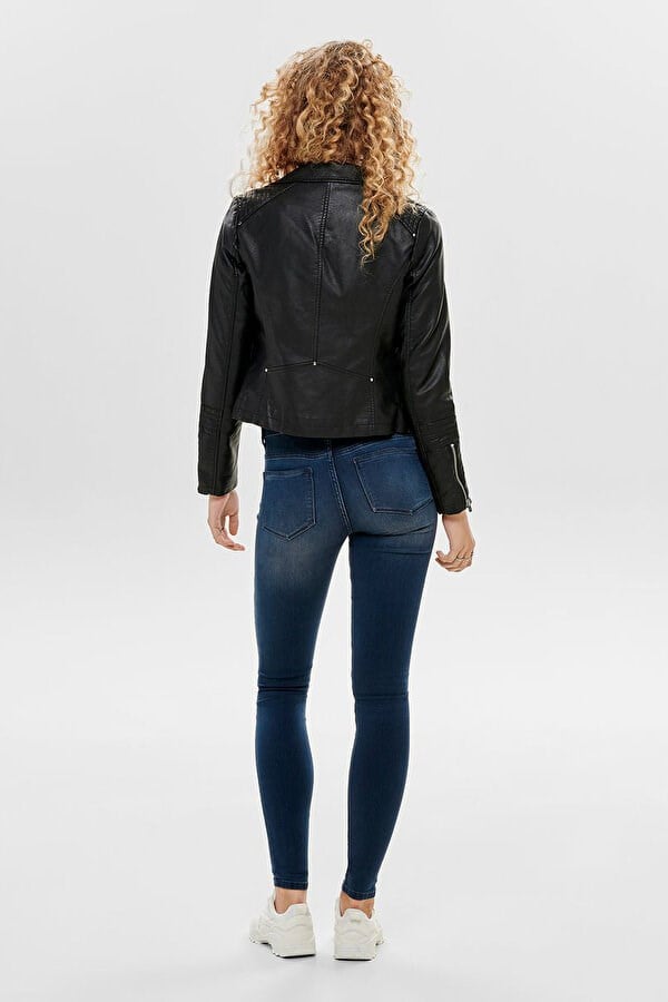 Only ONLGEMMA FAUX LEATHER BIKER OTW NOOS Siyah Kadın Ceket