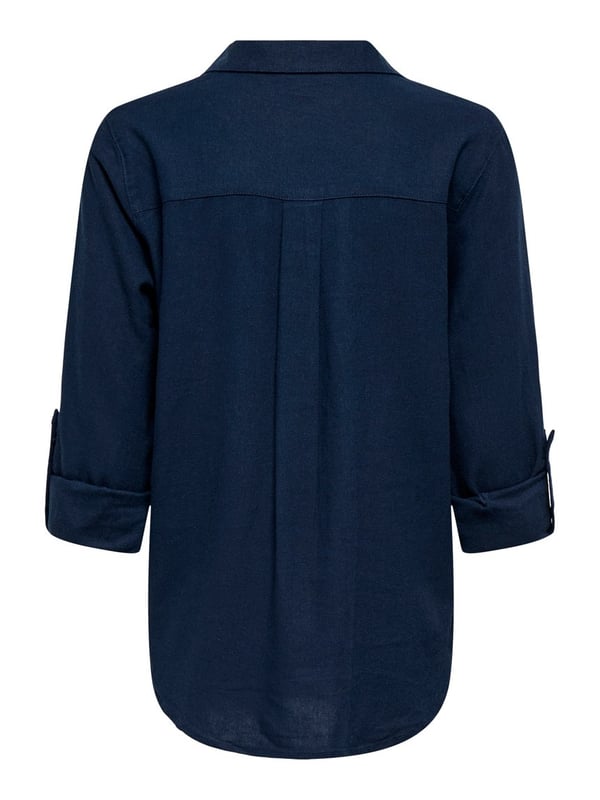 Only ONLGOA 3/4 STRAP LINEN BL SHIRT CC PNT Lacivert Kadın Gömlek