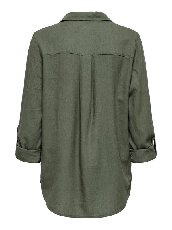 Only ONLGOA 3/4 STRAP LINEN BL SHIRT CC PNT Haki Kadın Gömlek