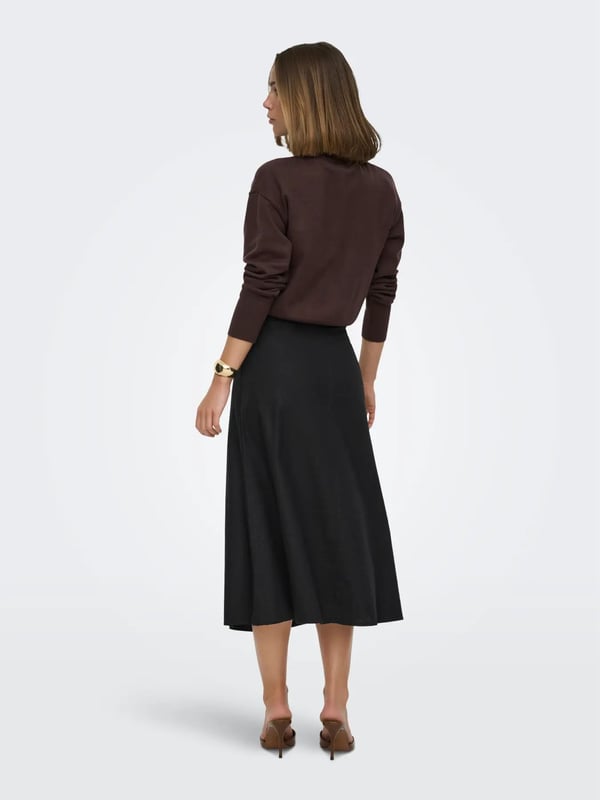 Only ONLGOA HW LINEN BL LONG SKIRT CC PNT Siyah Kadın Etek
