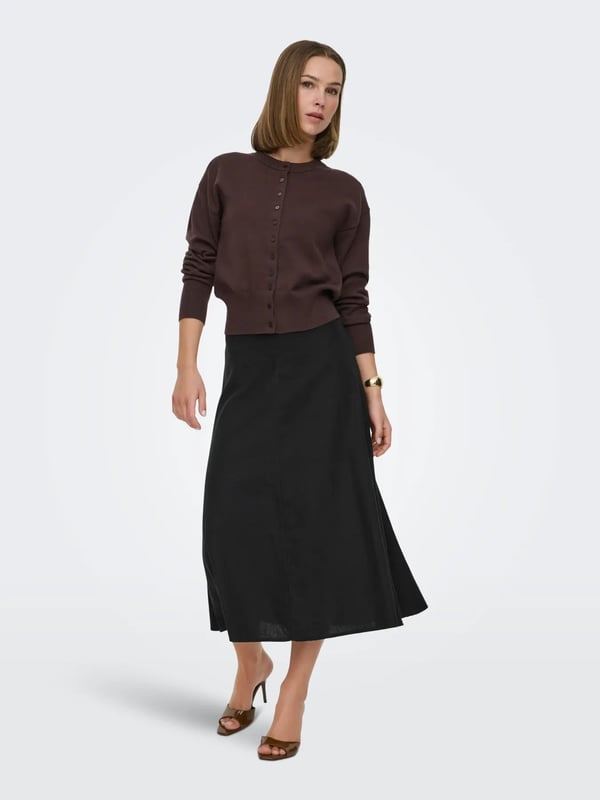 Only ONLGOA HW LINEN BL LONG SKIRT CC PNT Siyah Kadın Etek