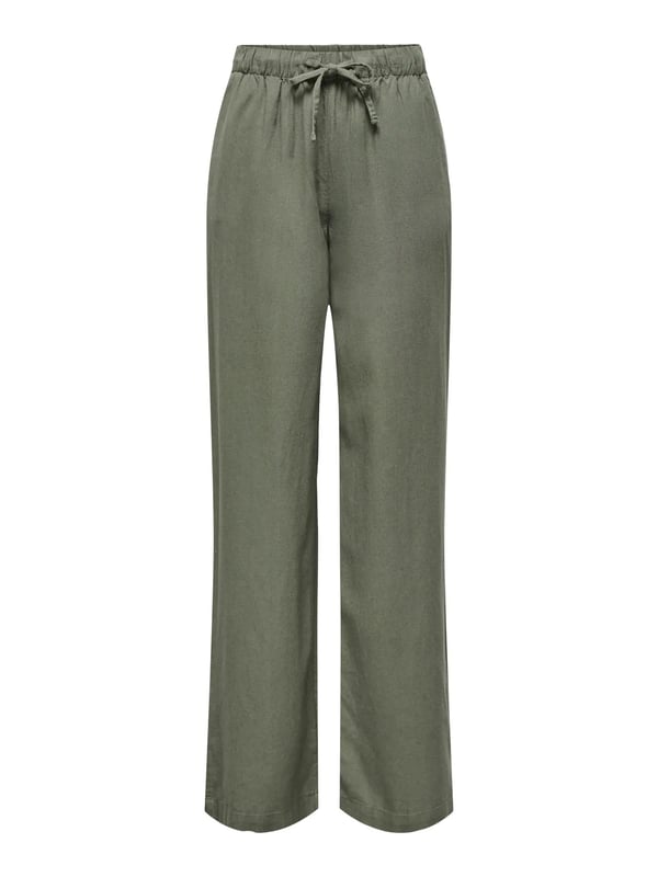 Only ONLGOA MW LINEN BL PULL-UP PANT CC PNT Haki Kadın Pantolon