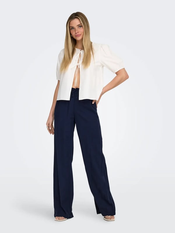 Only ONLGOA MW LINEN BL PULL-UP PANT CC PNT Lacivert Kadın Pantolon